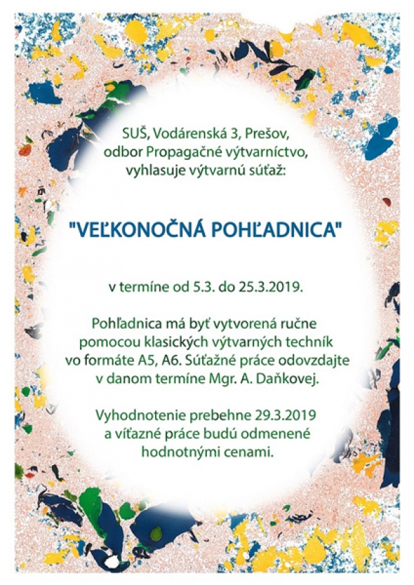 Veľkonočná pohľadnica 2019 - školská súťaž